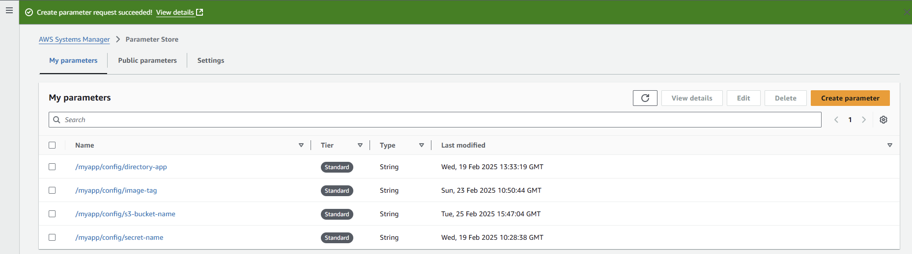 Create Parameter for S3 bucket