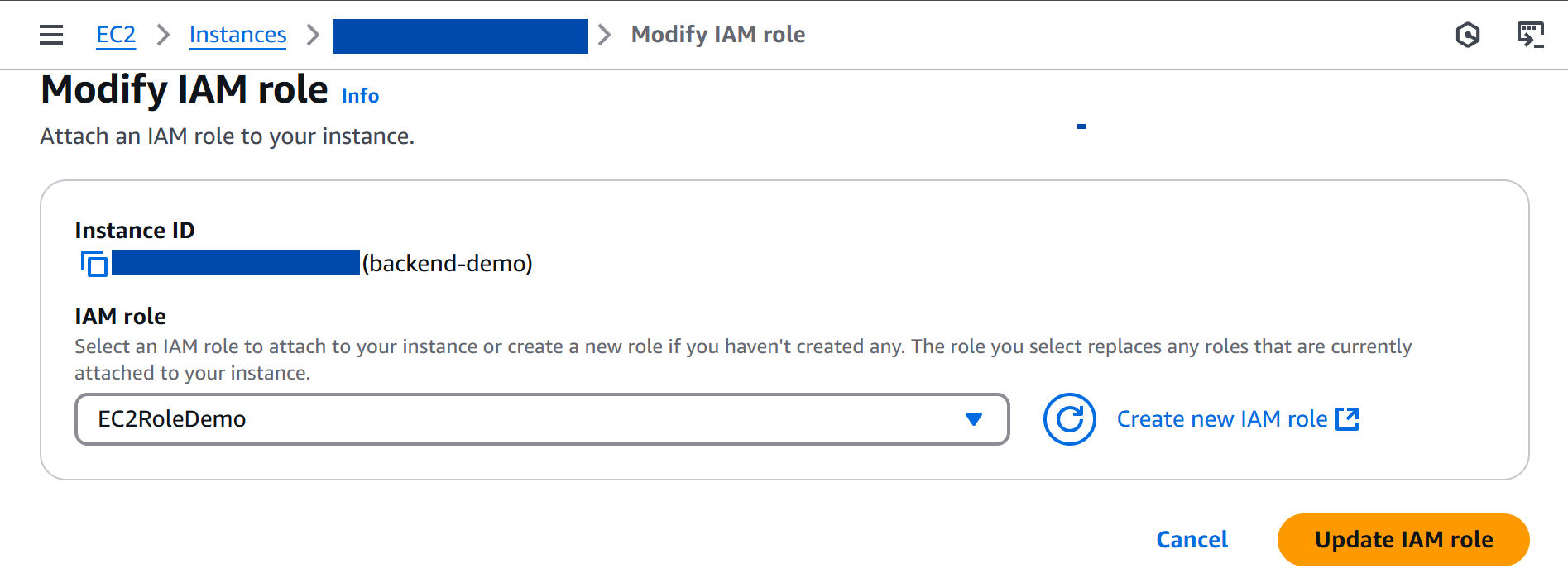 Attaching IAM Role to EC2