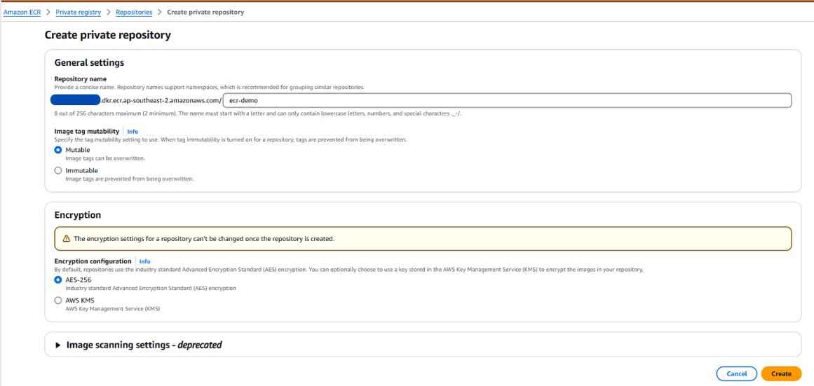 ECR Repository creation