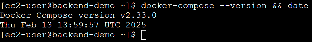 Docker Compose test showing successful configuration